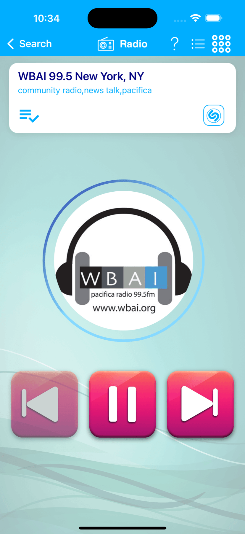 Internet radio player in iCarMode