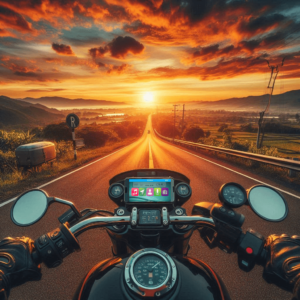 iCarMode: motorcycle+sunset